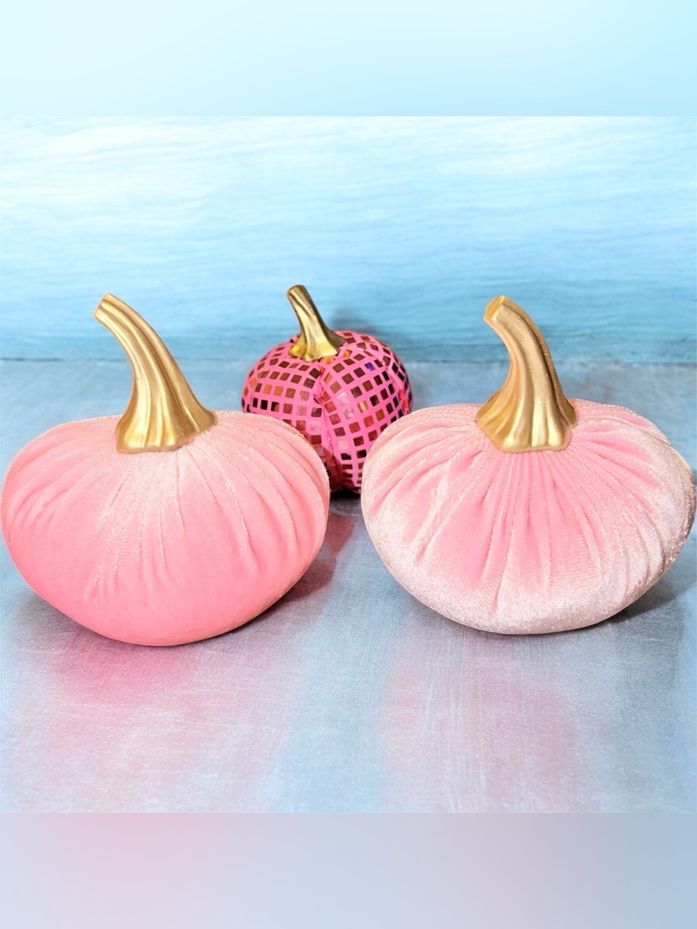 Three Pink Fall Pumpkins